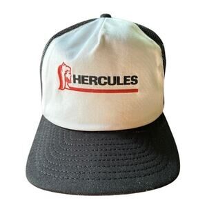 Vintage Hercules Trucker Hat Snapback Black White Mesh Workwear Cap USA